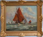 P. DUBOIS (XIX-XXème)
Voiliers en mer
Huile sur toile signée en bas...