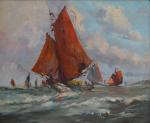 P. DUBOIS (XIX-XXème)
Voiliers en mer
Huile sur toile signée en bas...